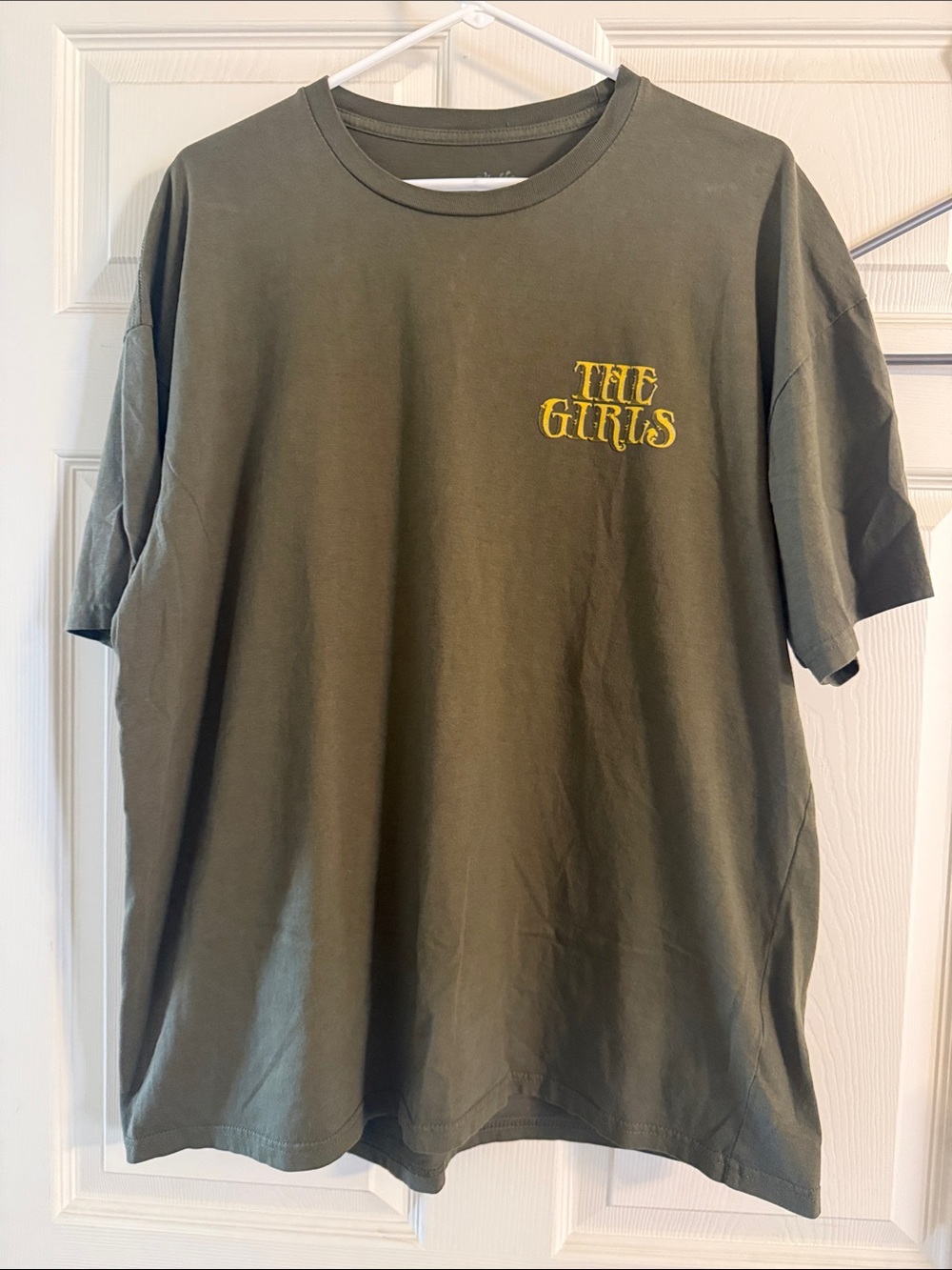 Olive Graphic Tee with Yellow "THE GIRLS" Chest Print